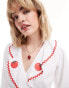 Фото #2 товара Neon Rose rik-rak detail wrap front blouse in white