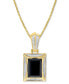 ფოტო #1 პროდუქტის Men's Onyx & Diamond (1/5 ct. t.w.) 22" Pendant Necklace in 14k Gold-Plated Sterling Silver