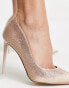 Steve Madden Valorous rhinestoe heeled shoes in blush satin