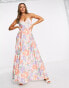 ASOS DESIGN side pleat maxi dress in apricot floral - MULTI