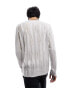 ASOS DESIGN knitted jumper with laddering in silver Серебристый, L - Chest 42 - фото #4