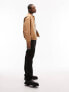 Topman oversized faux suede bomber in tan