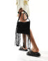 Glamorous crochet tassle shoulder beach bag in black