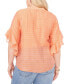 ფოტო #2 პროდუქტის Plus Size Printed Pintuck Flutter 3/4-Sleeve Henley Blouse