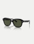 Фото #1 товара Ray-Ban erik square sunglasses in black with green lens in black