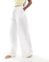 ASOS DESIGN bias cut relaxed trouser with linen in white