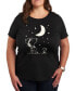 Trendy Plus Size Peanuts Snoopy & Woodstock Moon and Stars Graphic T-Shirt