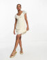 Vero Moda knot front lace mini dress in cream