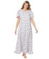 Фото #1 товара Plus Size Long Floral Print Cotton Gown