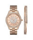 ფოტო #1 პროდუქტის Women's Mondrian Jewelry Set Diamond (1/6 ct.t.w.) 18K Rose Gold Plated Stainless Steel Watch