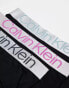 Calvin Klein steel cotton trunks 3 pack in black with coloured waistband M - фото #8