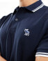 Abercrombie & Fitch elevated icon logo tipped pique polo in navy Синий, XS - фото #4