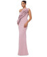 Women's Flower-Embellished One-Shoulder Gown