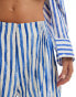 Mango stripe co-ord shorts in white and blue