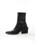 ASOS DESIGN Wide Fit Refresh western sock boots in black