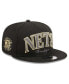 Фото #1 товара Бейсболка с напуском New Era мужская черного цвета Brooklyn Nets Golden Tall Text 9Fifty Snapback Hat