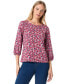 ფოტო #4 პროდუქტის Petite Floral-Print 3/4-Sleeve Blouse