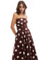 Фото #2 товара Nobody's Child Felicity bandeau cotton midi dress in spot print