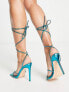 Фото #3 товара Public Desire Wide Fit Dax tie ankle heel sandals in metallic blue