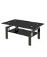 Black Tempered Glass Coffee Table, 2 Layer Storage Tea Table