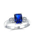 ფოტო #6 პროდუქტის Timeless Classic Style 2CT Rectangle Clear Emerald Cut Three Stone Past Present Future Promise Engagement Ring For Women Sterling Silver Plain Band