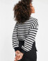 Фото #3 товара ONLY fluffy knit slouchy jumper in black stripe