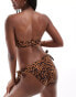 Miss Selfridge leopard print bow front bandeau bikini top