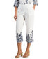 Фото #1 товара Women's 100% Linen Embroidered Cropped Pants, Created for Macy's