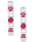 ფოტო #3 პროდუქტის Red Spinel (1/4 ct. t.w.) & Lab-grown White Sapphire (1-1/5 ct. t.w.) Small Hoop Earrings in Sterling Silver, 0.77"