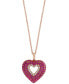 ფოტო #1 პროდუქტის EFFY® Pink Sapphire (1/5 ct. t.w.), Ruby (3/8 ct. t.w.) & Diamond (1/10 ct. t.w.) Heart 18" Pendant Necklace in 14k Rose Gold