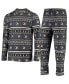 Фото #1 товара Men's Black Army Black Knights Ugly Sweater Knit Long Sleeve Top and Pant Set