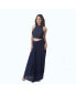 Фото #1 товара Women's Navy Embellished Halter Crop Top and Draped Skirt Set