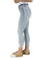 Juniors' High Rise Button Fly Distressed Cropped Jeans