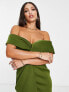 ASOS DESIGN Tall off shoulder twist front midi dress olive