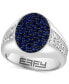ფოტო #1 პროდუქტის EFFY® Men's Sapphire (1-1/5 ct. t.w.) & White Sapphire (1 ct. t.w.) Cluster Ring in Sterling Silver
