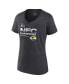 ფოტო #3 პროდუქტის Women's Heathered Charcoal Los Angeles Rams 2021 NFC Champions Locker Room Trophy Collection V-Neck T-shirt
