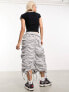 COLLUSION ruched parachute midi skirt in light grey