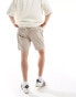 Threadbare elasticated waist chino shorts in dark stone