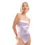 Фото #1 товара Monki bandeau swimsuit in metallic lilac