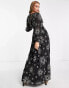 Фото #1 товара Miss Selfridge Premium embellished long sleeve maxi dress with star detail in black - BLACK