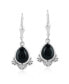 ფოტო #1 პროდუქტის Sterling Silver and Pear Shape Black Onyx Gemstone Fan Lever Back Earrings