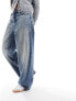 Фото #5 товара Bershka high waisted super baggy jeans in mid blue dirty wash