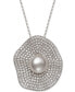 ფოტო #1 პროდუქტის Cultured Freshwater Pearl (8mm) & Cubic Zirconia 18" Pendant Necklace in Sterling Silver