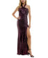 ფოტო #1 პროდუქტის Juniors' Sequined High-Slit Evening Gown