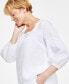 Фото #3 товара Women's 100% Linen Woven Square-Neck Top, Created for Macy's