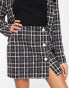 Miss Selfridge co-ord button through mini skirt in metallic check