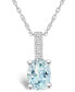 ფოტო #1 პროდუქტის Aquamarine (1-1/7 Ct. T.W.) and Diamond Accent Pendant Necklace in 14K White Gold