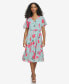 ფოტო #1 პროდუქტის Women's Printed Flutter-Sleeve Button-Front Dress