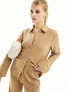 Vero Moda textured jersey shirt co-ord in beige