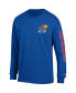 Фото #3 товара Men's Royal Kansas Jayhawks Team Stack Long Sleeve T-shirt